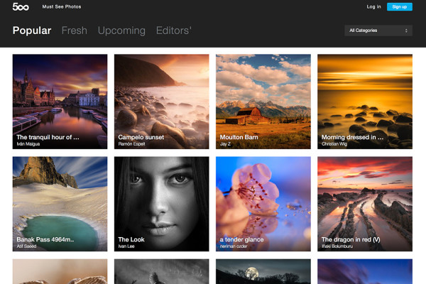 Screenshot von 500px (März 2014)