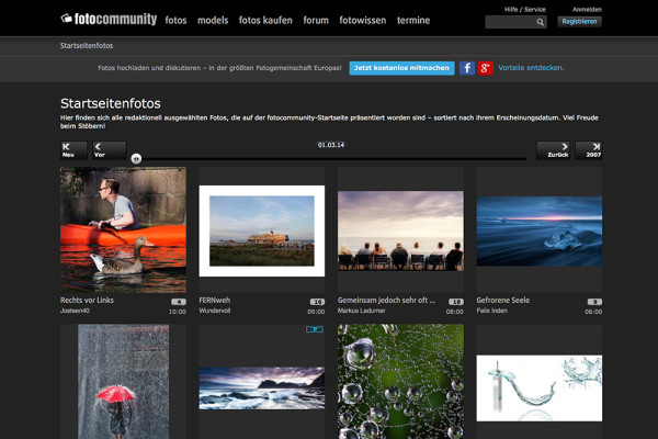 Screenshot von Fotocommunity (März 2014)